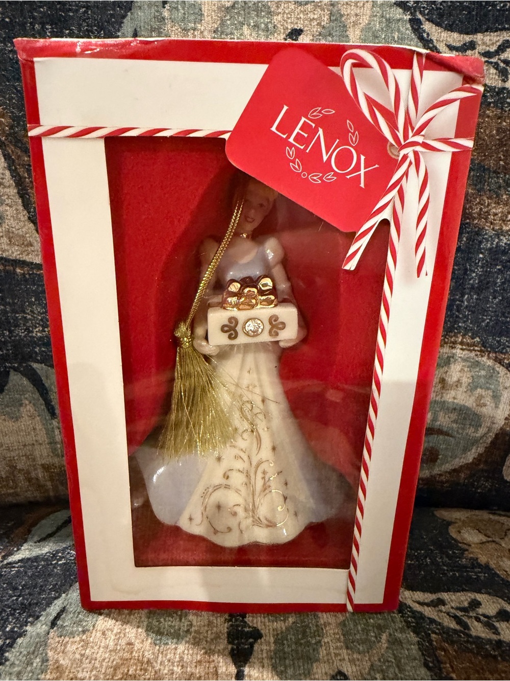 Lenox White and Gold Porcelain Holiday Angel Ornament